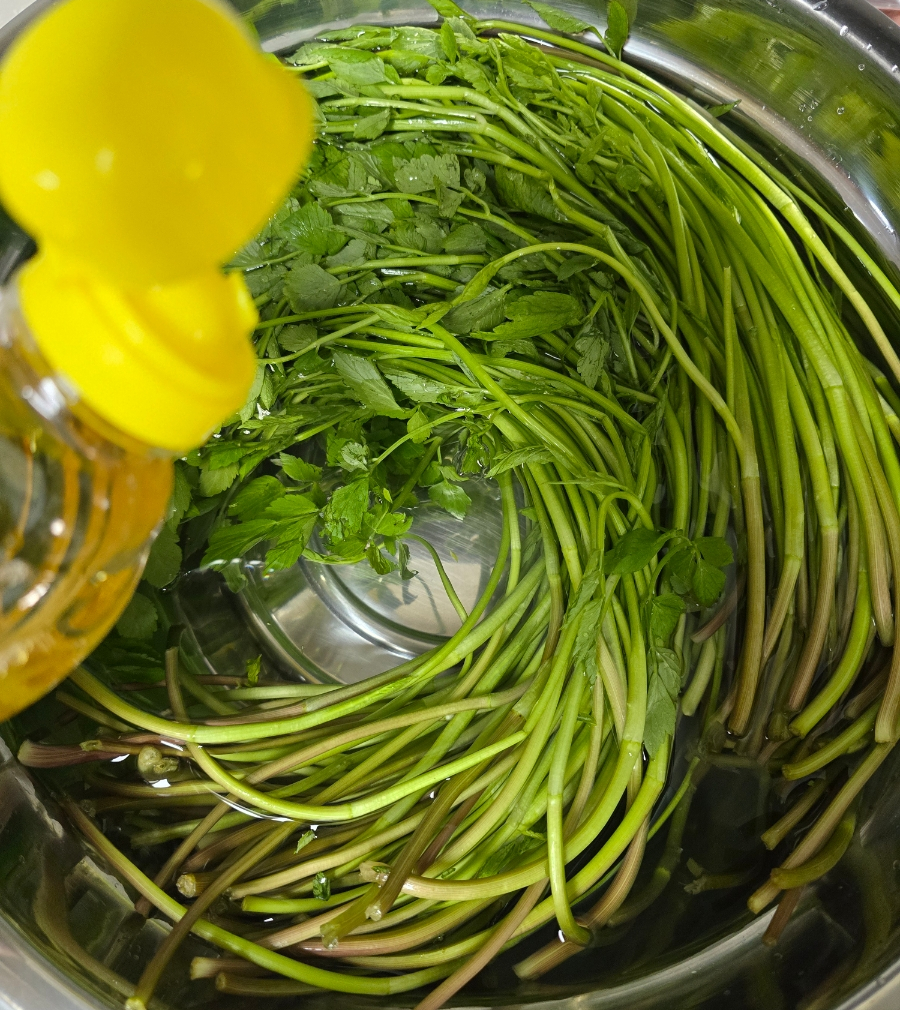 보리새우 미나리전 맛집사장님 비법! 미나리보리새우전 부침개 7 4 3