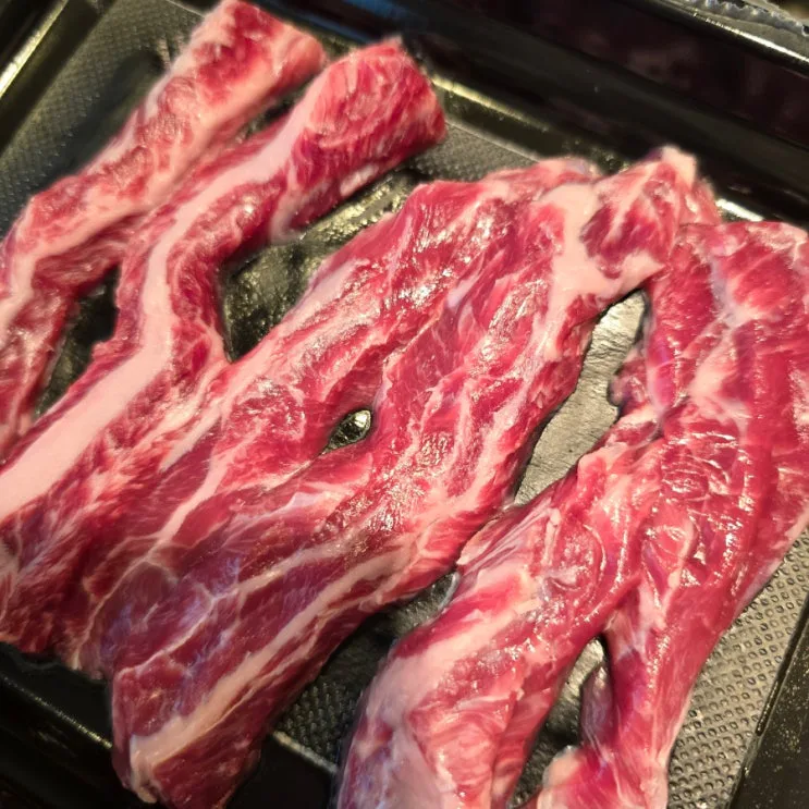 소갈비살 짜파게티 환상의조합 캠핑고기로 좋은 솔직한우