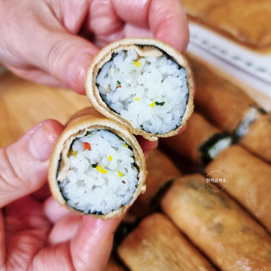 롤유부초밥 만들기 크래미 유부초밥 풀무원 18 16 12