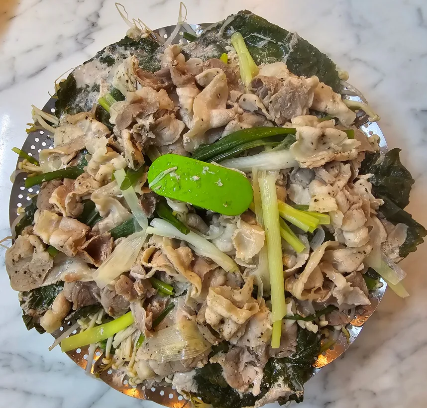대패삼겹살 요리 대패삼겹살 숙주찜 야채찜 레시피 소스