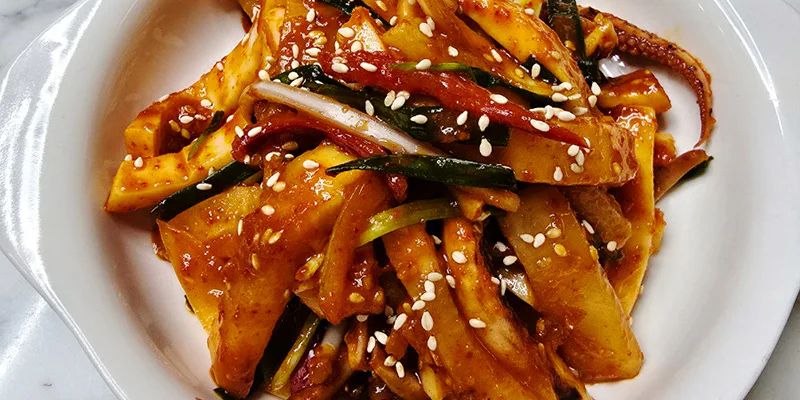 오징어초무침 레시피 오징어무 양념 만들기 오징어 데치기
