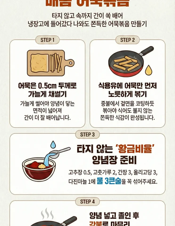 어묵볶음 레시피 ‘물 3큰술’이 신의한수! 실패없는 오뎅볶음 황금 비율