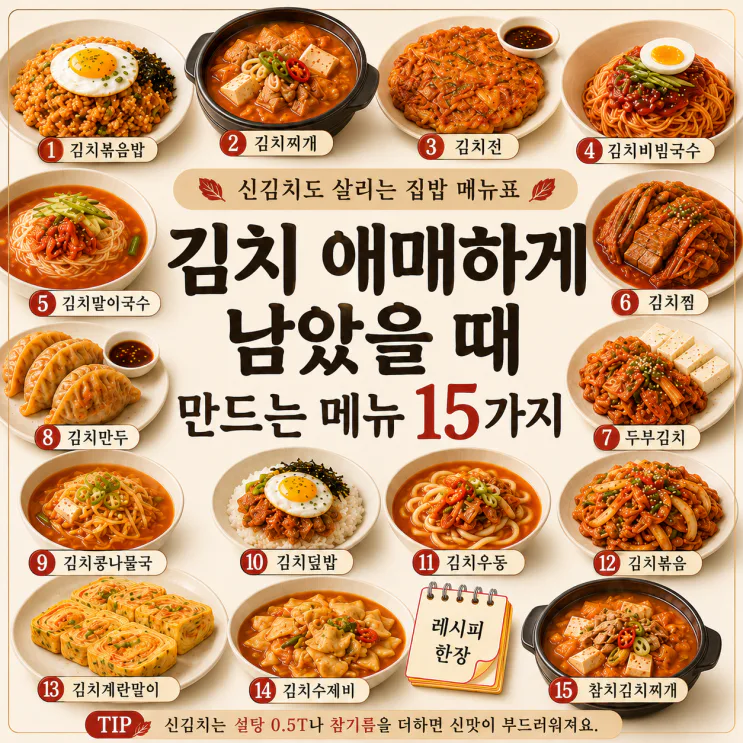 김치 애매하게 남았을 때 만드는 메뉴 15가지 (신김치도 살리는)