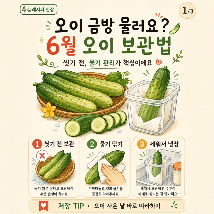 오이 금방 물러요? 6월 오이 보관 핵심은 '물기'였어요