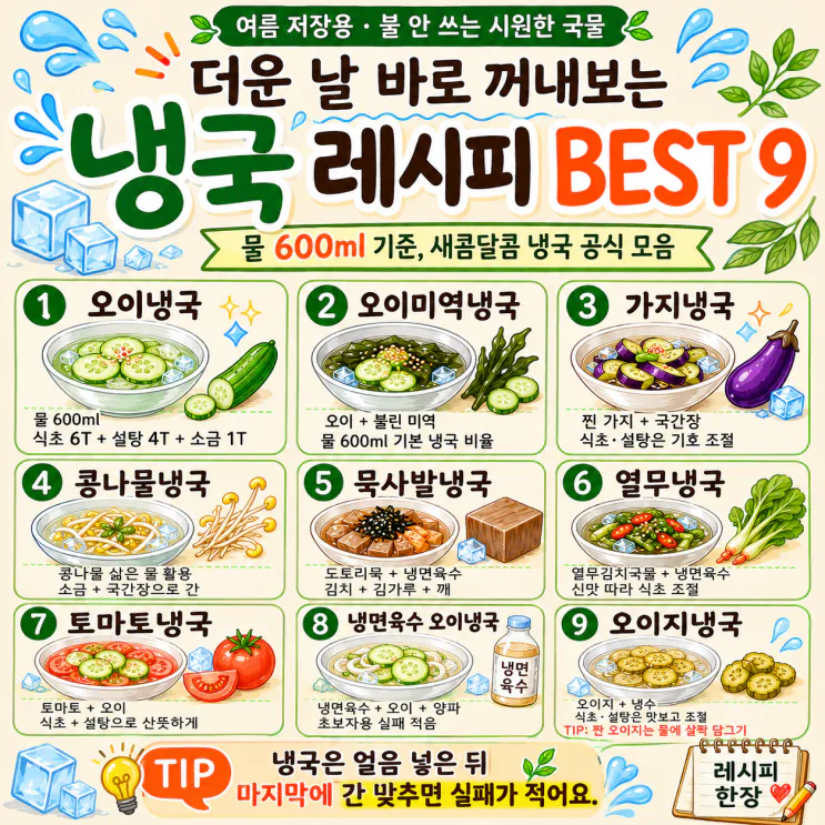 오이냉국 레시피, 6146 황금비율이면 여름냉국 9가지 끝