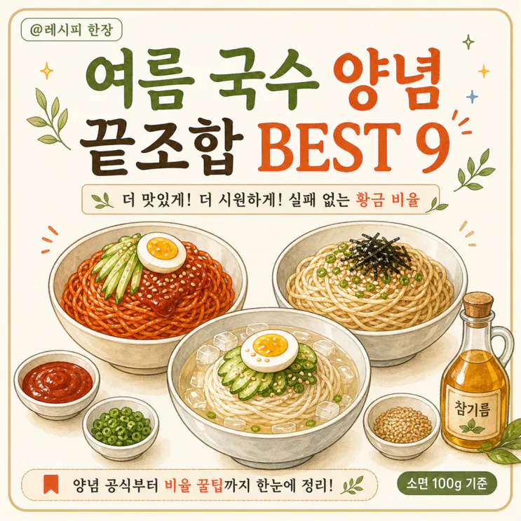 비빔국수 양념부터 여름 국수 9가지, 소면 100g 황금비율 (저장각)