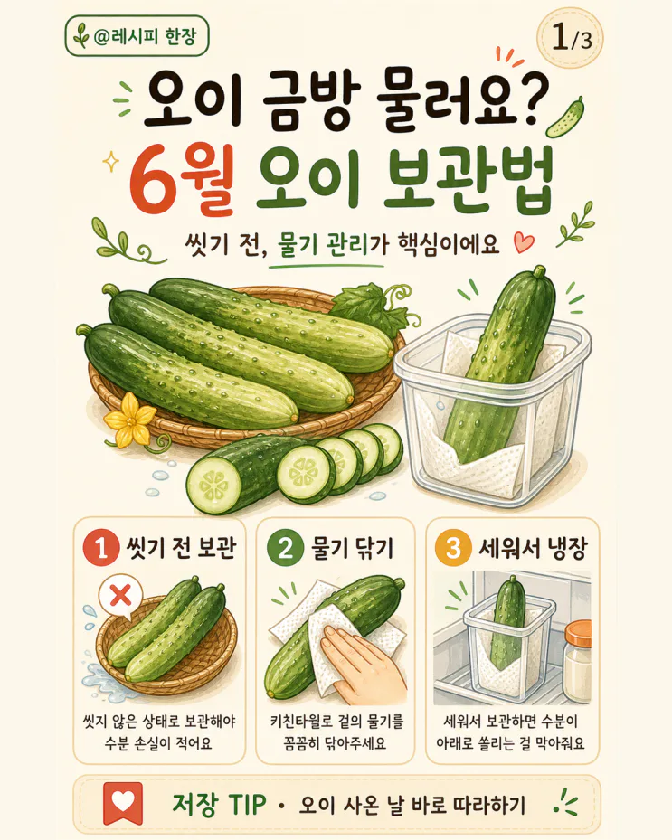 오이 금방 물러요? 6월 오이 보관 핵심은 '물기'였어요