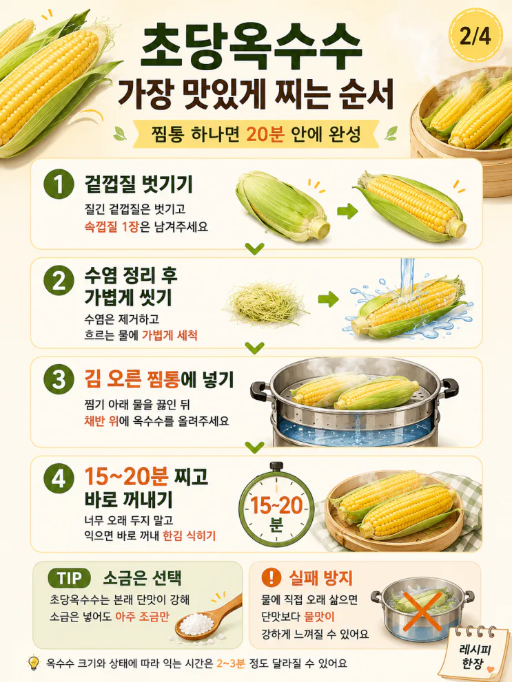 초당옥수수 찌는법, 삶지 말고 전자레인지 4~5분