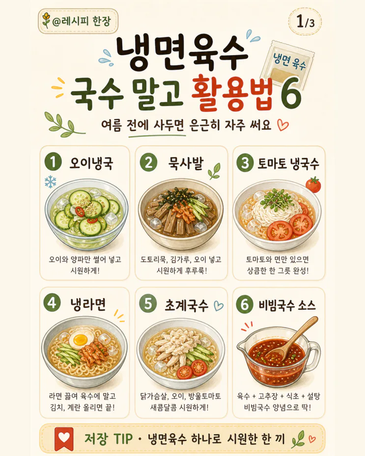 남은 냉면육수, 버리지 마세요 국수 말고 여름 한 끼 6가지