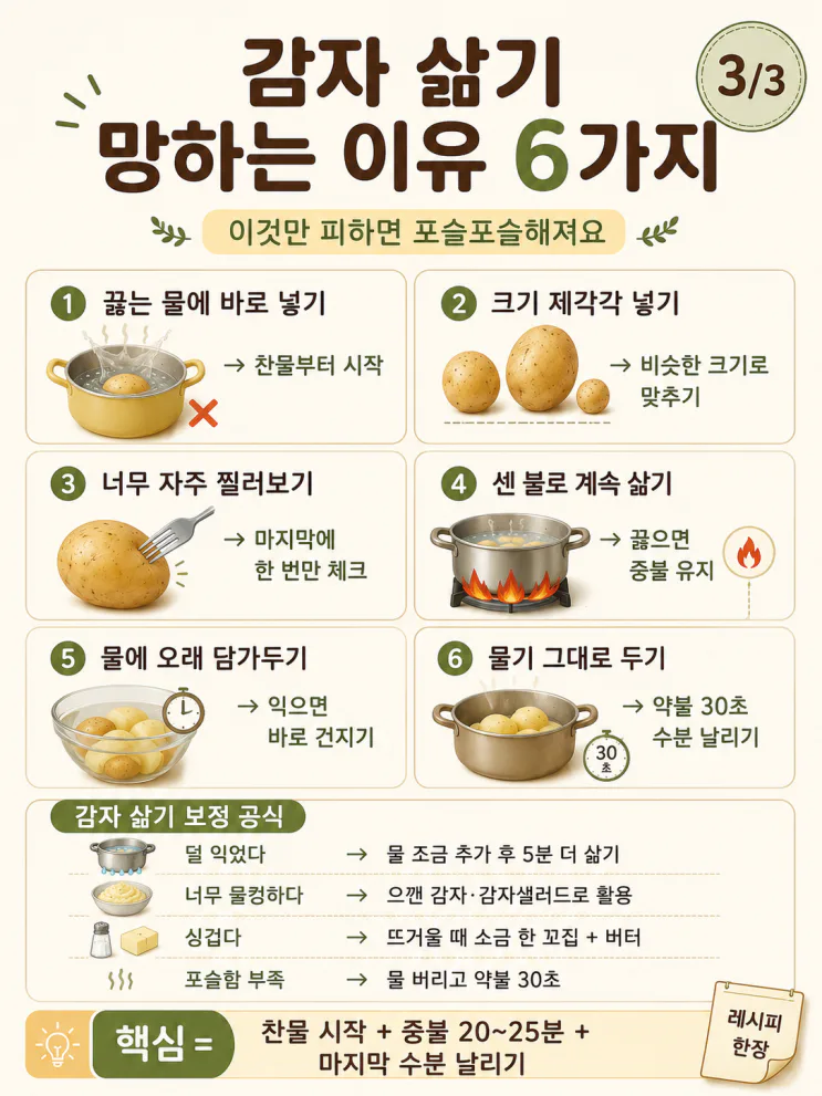 감자 삶는 법, 포슬포슬 망하는 이유 6가지