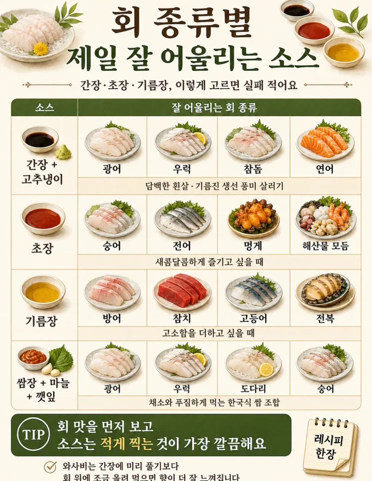 회는 다 초장? 광어엔 사실 이 소스가 “정답”이에요