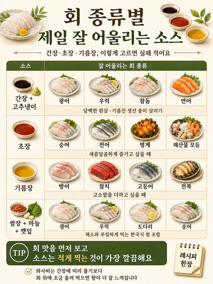 회는 다 초장? 광어엔 사실 이 소스가 "정답"이에요