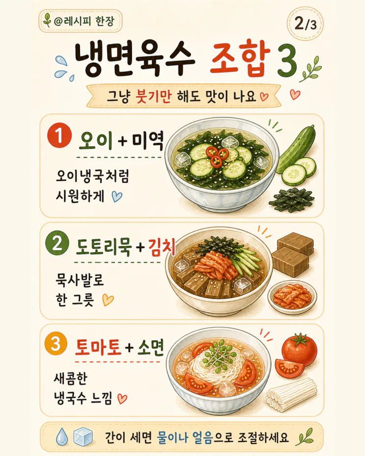 남은 냉면육수, 버리지 마세요 국수 말고 여름 한 끼 6가지