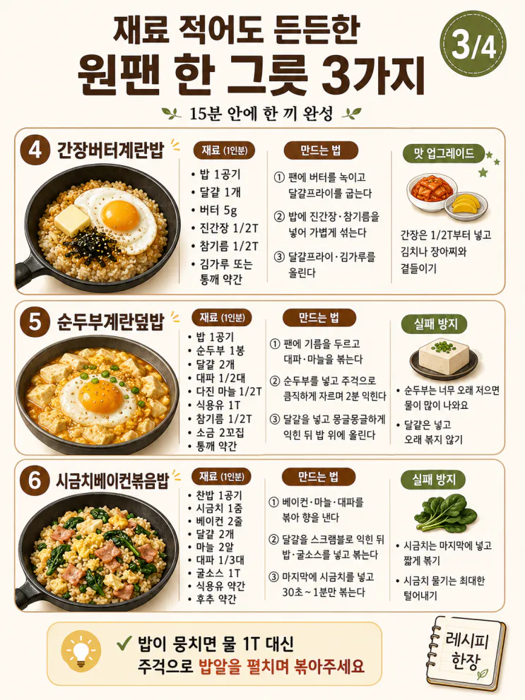원팬 한 그릇 요리 9가지 — 설거지 1개로 끝나는 저녁, 황금비율 모음 (저장용)