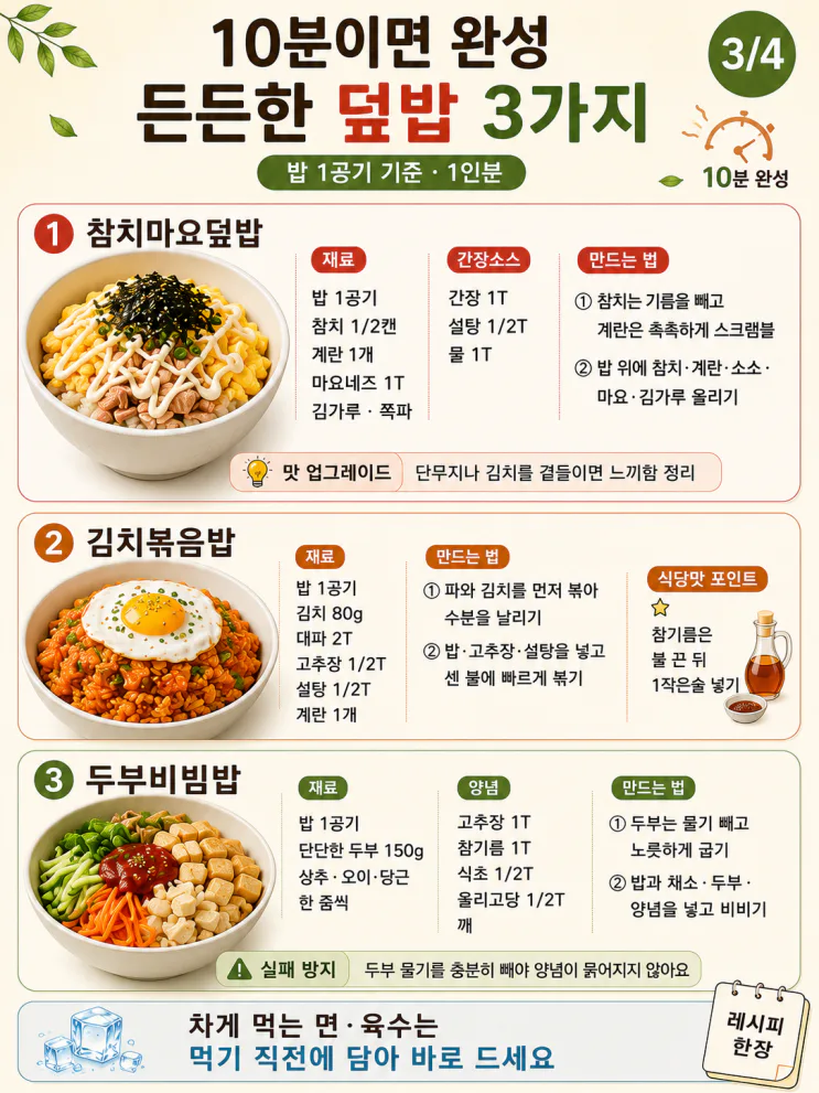 7월 밥상, 입맛 없을 때 바로 꺼내는 한 그릇 메뉴 12가지(저장용)