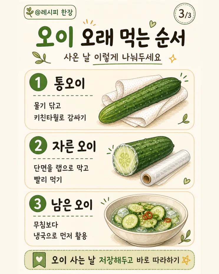 오이 금방 물러요? 6월 오이 보관 핵심은 ‘물기’였어요