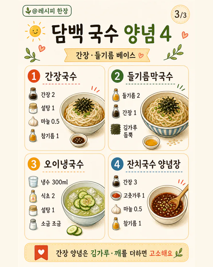 비빔국수 양념부터 여름 국수 9가지, 소면 100g 황금비율 (저장각)