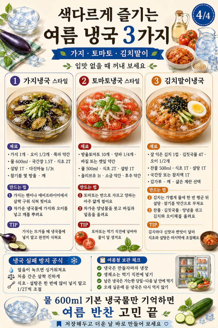 "여름 냉국 황금비율 9가지" 기본 냉국물 하나로 응용 끝 (저장용)