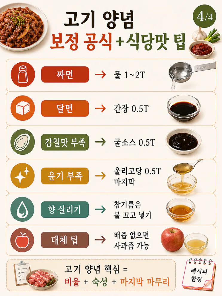 고기 양념 황금레시피 10가지 — 300g 기준, 제육·불고기·닭갈비 한 번에(저장)