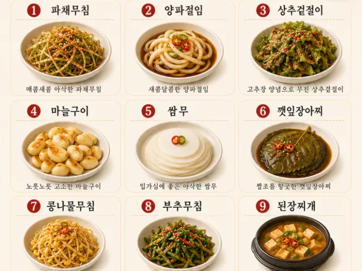 고깃집에서 꼭 나오는 인기 반찬 10가지 (집에서 맛집 느낌)