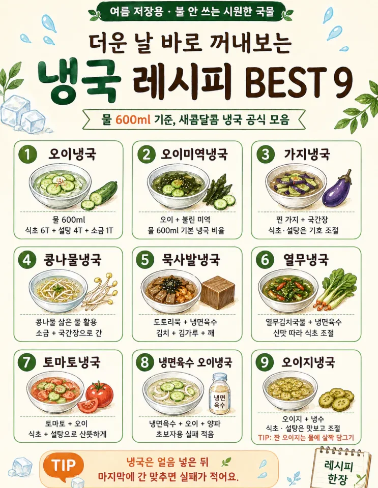 오이냉국 레시피, 6146 황금비율이면 여름냉국 9가지 끝
