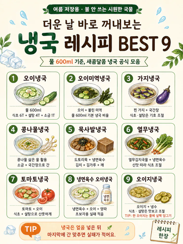 오이냉국 레시피, 6146 황금비율이면 여름냉국 9가지 끝