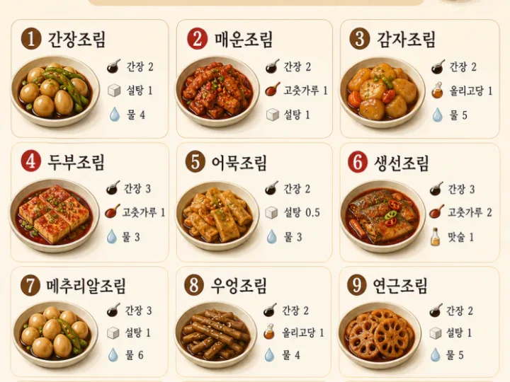 조림 양념 황금비율 12가지, 감자 두부 우엉 생선까지 한 번에 (저장용)