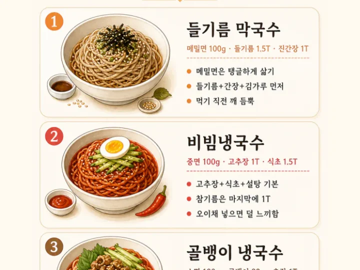 냉국수 레시피 9가지, 소스 비율만 알면 끝 (저장용 모음)