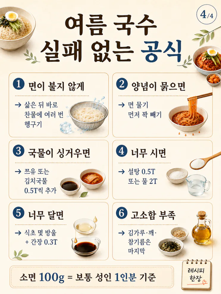여름 국수 황금 레시피 10가지, 냉국수·비빔국수 한 번에 (저장용)