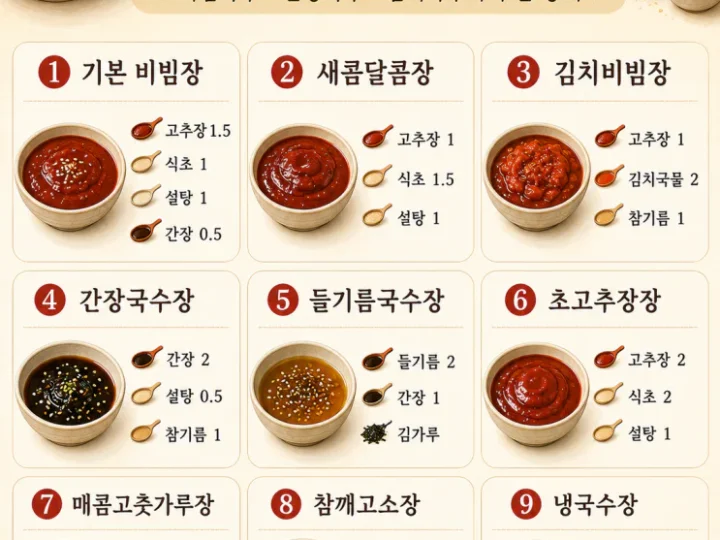 국수 양념장 황금비율 9가지, 비빔부터 냉국수까지 (저장용)
