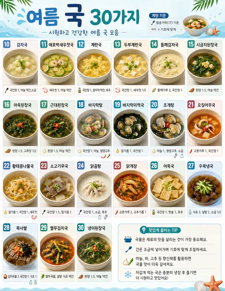 여름 국 30가지, 냉국·맑은국·보양국 한 번에 (저장용)