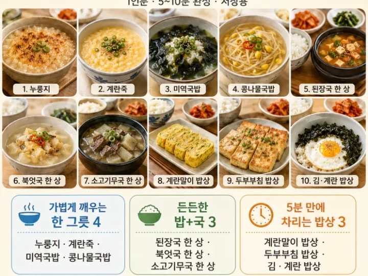 40대이후 여름 아침 밥상 10가지,입맛 없을 때 이 조합이면(저장용)