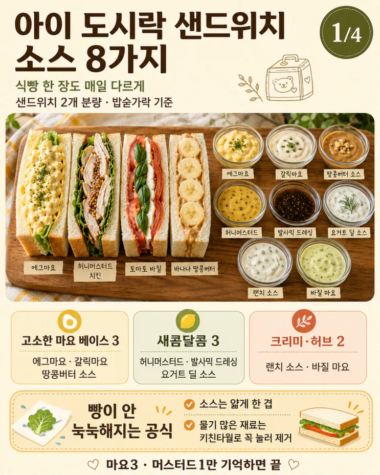 샌드위치 소스 황금비율 8가지, 식빵만 있으면 끝
