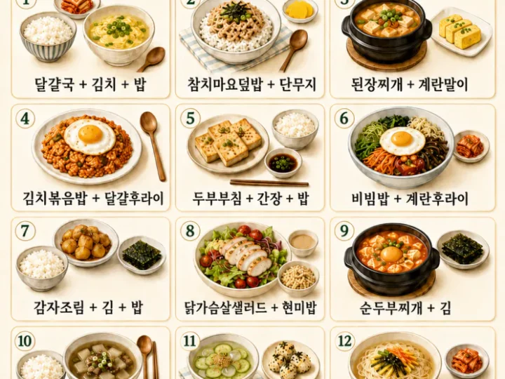 혼밥 메뉴 12가지혼자 먹어도 차린 것 같은 1인 밥상 (저장용)