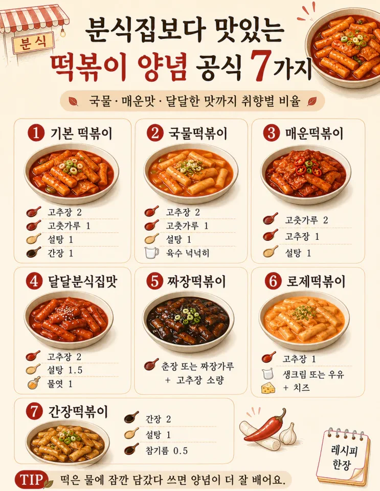 떡볶이 양념 황금비율 7가지, 분식집 맛 한 번에 (저장용)