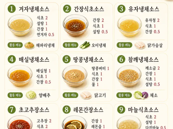 여름 냉채 소스 9가지, 오이·해파리에 바로 쓰는 새콤소스