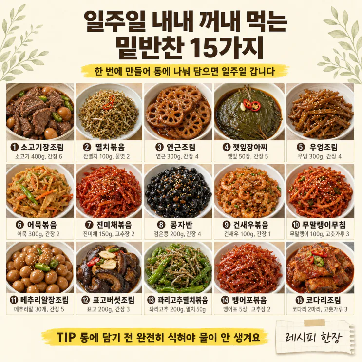 일주일 내내 꺼내먹는 밑반찬 15가지