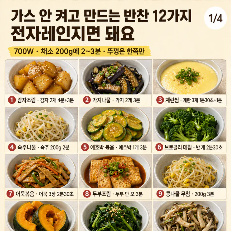 가스 안 켜고 만드는 반찬 12가지, 전자레인지면 돼요