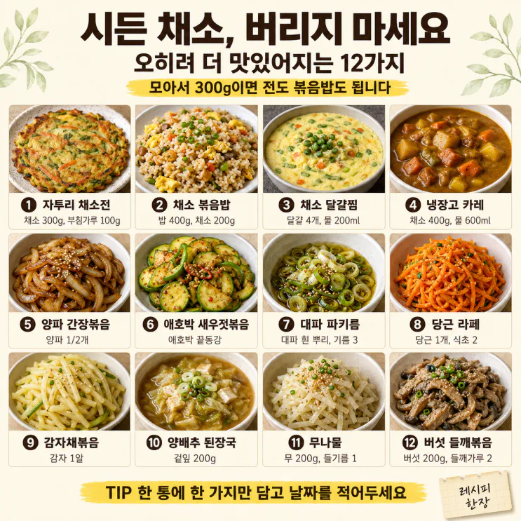 시든채소, 버리지마세요. 오히려 더 맛있어지는 12가지