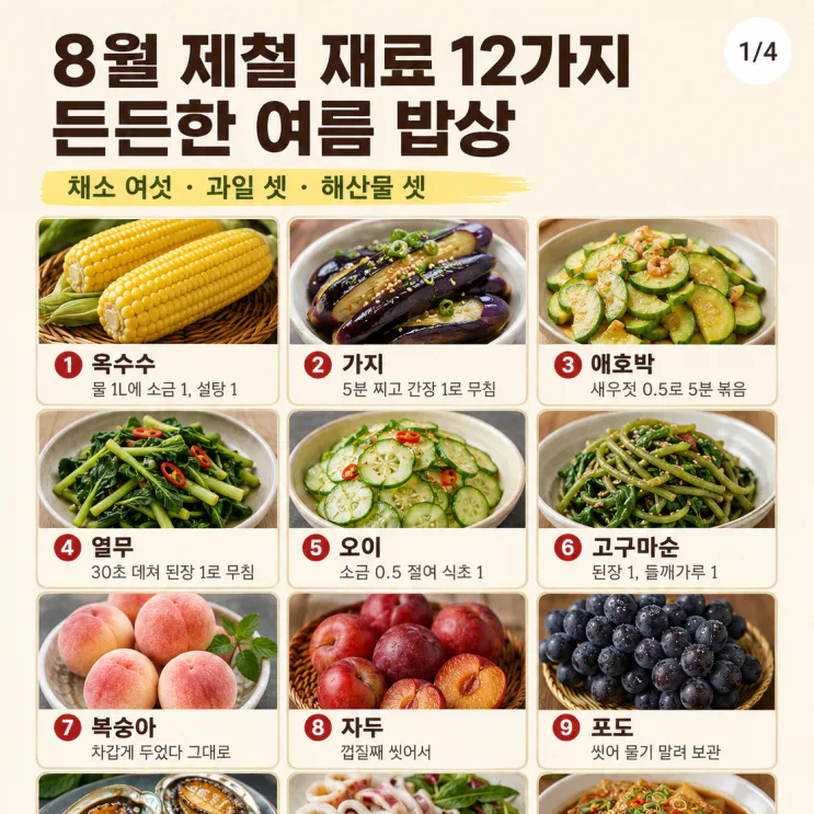 8월 제철 음식 12가지, 든든한 여름 밥상