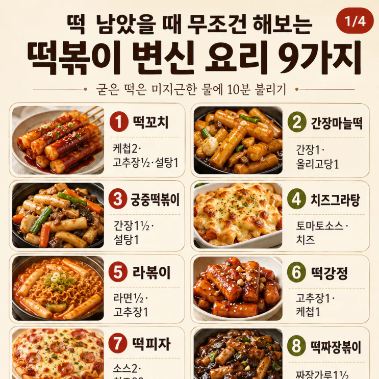 떡볶이떡 요리 9가지 — 남은 떡을 살리는 변신 메뉴 9가지