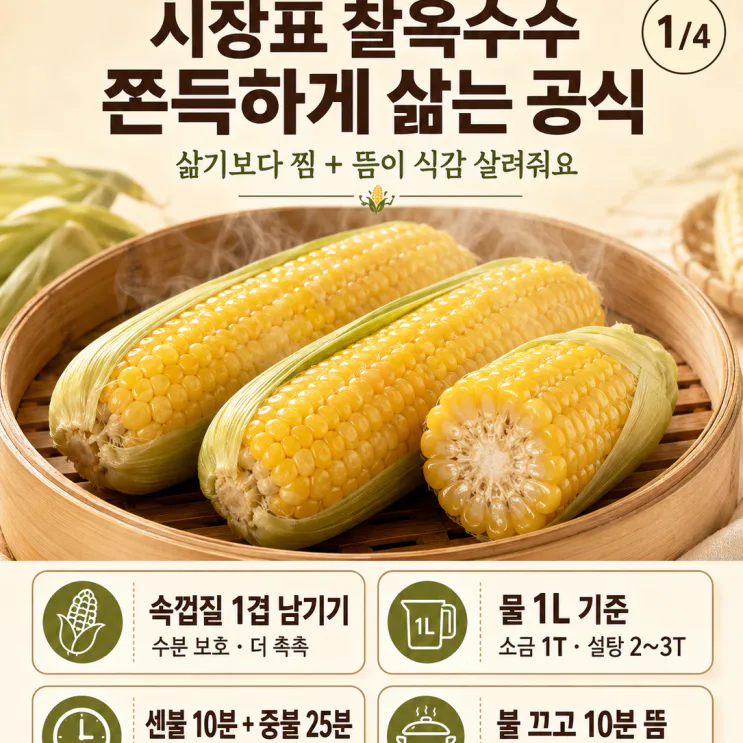 찰옥수수 삶는법 시간, 알 안 퍼지는 45분 공식 (+냉동보관)