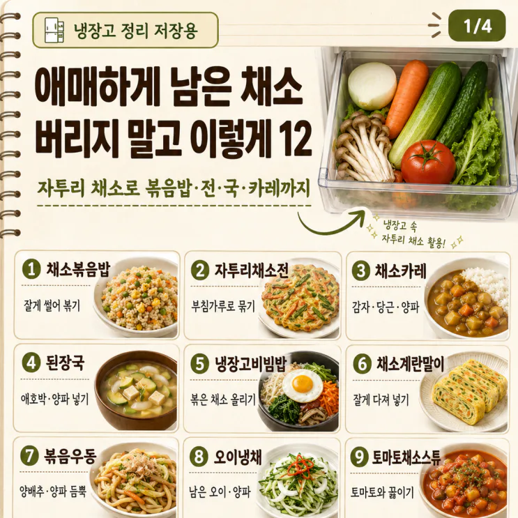 남은 채소 활용법 — 버리지 말고 이렇게 12가지 레시피