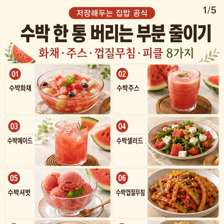 수박 활용 8가지 — 과육부터 흰 껍질까지 남김없이