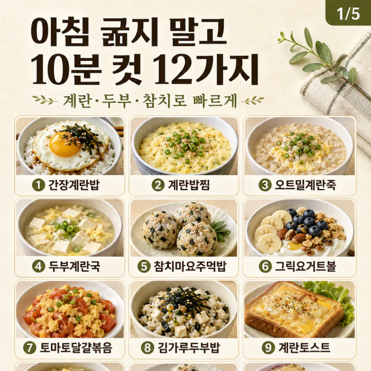 아침밥 10분, 출근 전 든든한 집밥 12가지