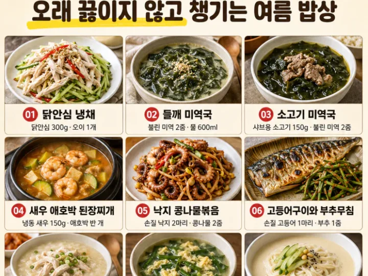 중복 보양식 10가지, 오래 끓이지 않고 챙기는 여름 밥상