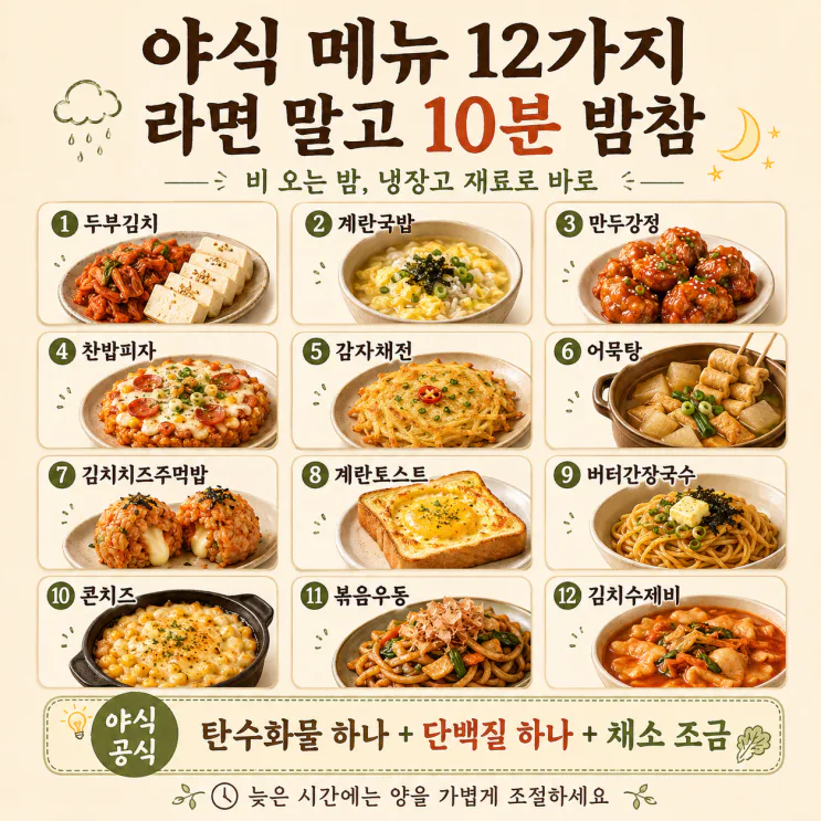 야식 메뉴 8가지 —라면 말고 10분 밤참
