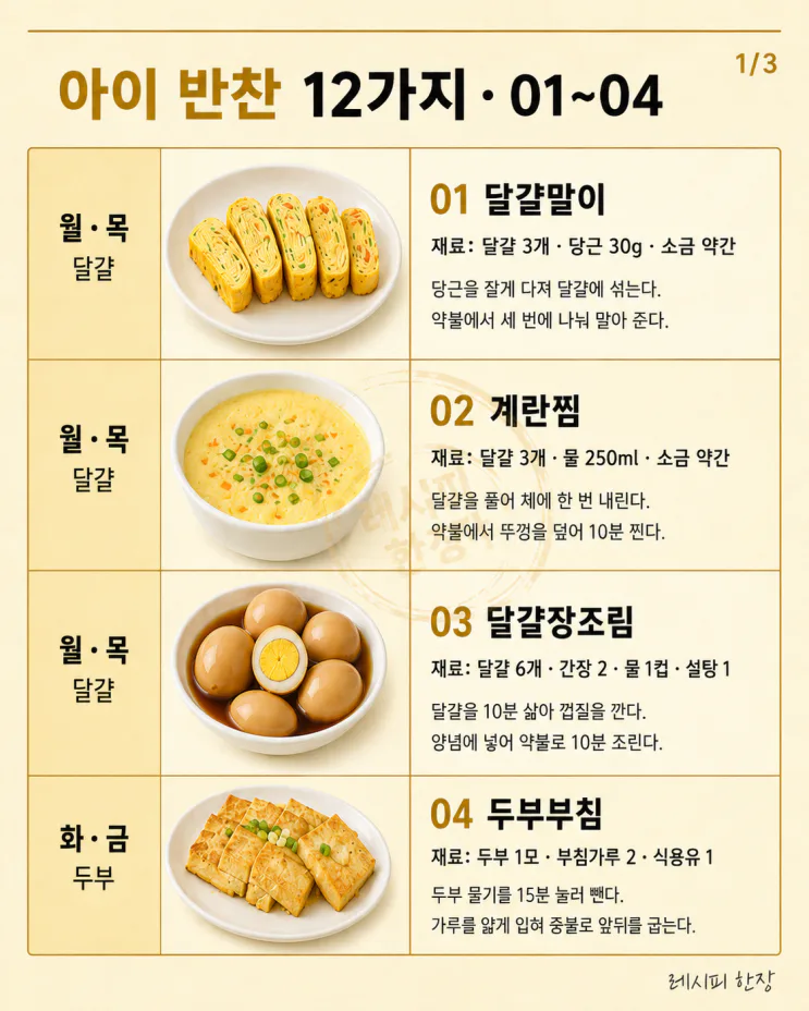 아이 반찬 안 질리게 돌리는 12가지