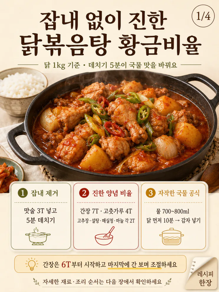 닭볶음탕 레시피, 잡내 잡는 건 양념말고 '이것' 5분 이에요