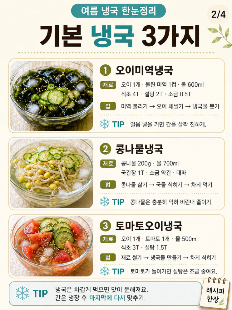 여름 냉국 9가지, 반찬 없어도 한 끼 되는 시원한 조합
